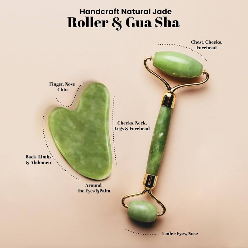 Jade Roller and Gua Sha Stone Beauty Set